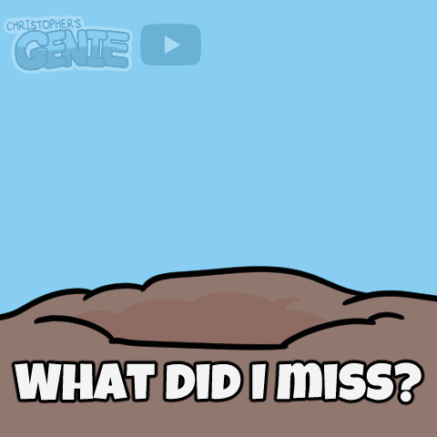 Cartoon Character Says What Did I Miss In Front Of Blue Background GIF