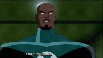 Cartoon Character Says You're Welcome In Green Room GIF