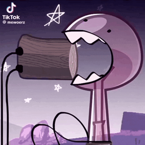 Cartoon Character Screaming Into Microphone With TikTok Logo GIF