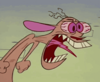 Cartoon Character Screaming With Pink Eyes And Big Mouth GIF