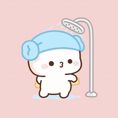 Cartoon Character Showering With Blue Towel GIF