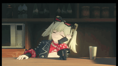 Cartoon Character Sitting At Bar With Eyes Closed And Soda GIF