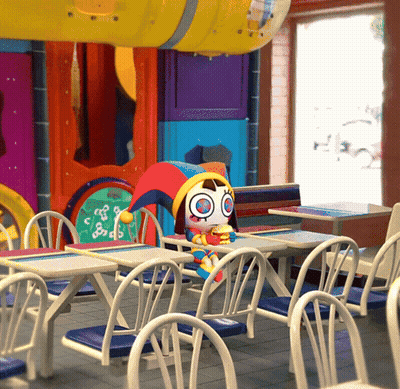Cartoon Character Sitting At Cafe Table GIF