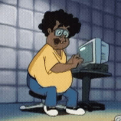 Cartoon Character Sitting At Computer GIF