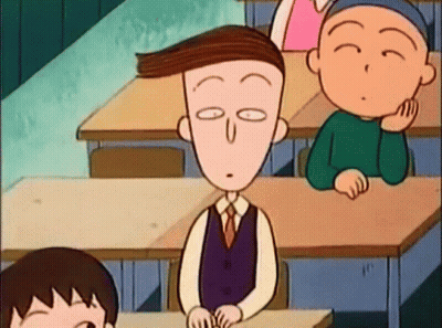 Cartoon Character Sitting At Desk In Classroom Eyes Closed GIF