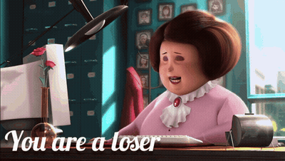 Cartoon Character Sitting At Desk Saying You Are A Loser GIF