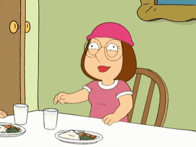 Cartoon Character Sitting At Table With Food GIF