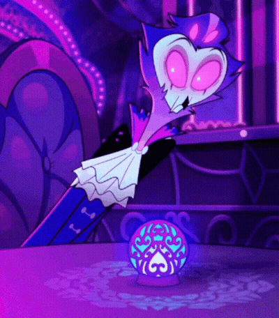 Cartoon Character Sitting Beside Purple Ball With Heart GIF