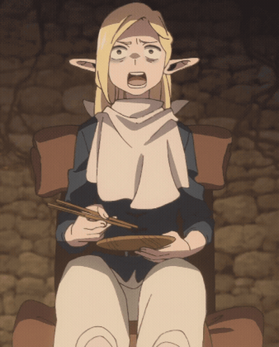 Cartoon Character Sitting Holding Chopsticks GIF