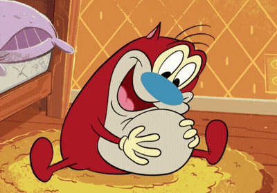 Cartoon Character Sitting Holding Stomach GIF