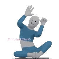 Cartoon Character Sitting In Blue And White Outfit Sticker