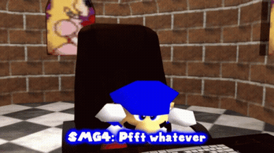 Cartoon Character Sitting In Chair Says SMG4 GIF