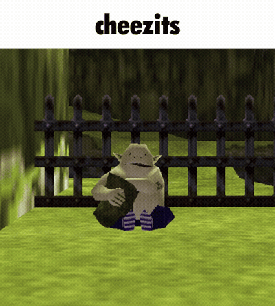 Cartoon Character Sitting In Front Of Fence GIF