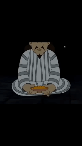 Cartoon Character Sitting In Lotus Position With Hands Folded GIF