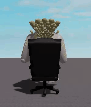 Cartoon Character Sitting In Office Chair With Bones On Head GIF