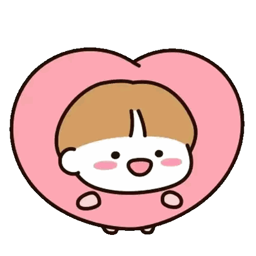 Cartoon Character Sitting Inside Pink Heart Pillow Sticker