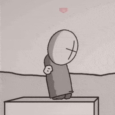 Cartoon Character Sitting On Block GIF