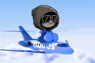 Cartoon Character Sitting on Claire's Plane