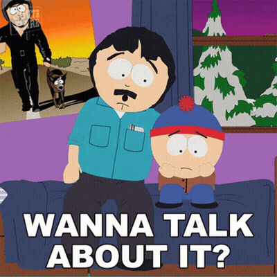 Cartoon Character Sitting On Couch Wanna Talk About It GIF