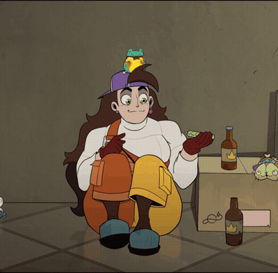 Cartoon Character Sitting On Floor With Beer GIF