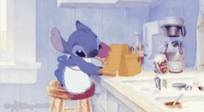 Cartoon Character Sitting On Kitchen Stool GIF
