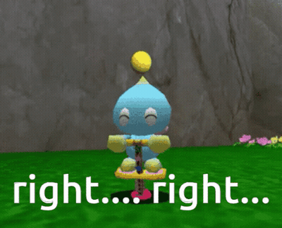 Cartoon Character Sitting On Seesaw Saying Right Right Right GIF