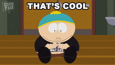 Cartoon Character Sitting On Stairs Saying That's Cool GIF