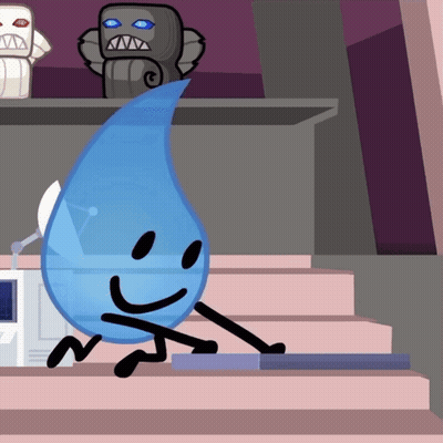 Cartoon Character Sitting On Stairs Smiling GIF