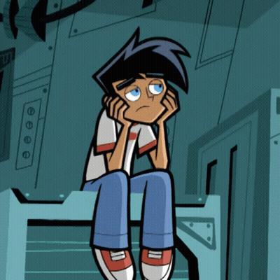 Cartoon Character Sitting On Stairs With Hands On Face GIF