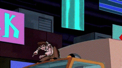 Cartoon Character Sitting On Taxi Cab In Front Of K Sign GIF