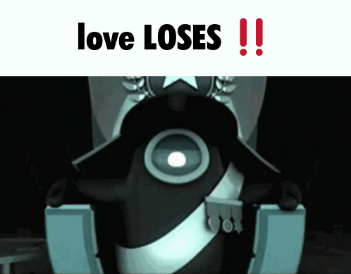 Cartoon Character Sitting On Throne With Love Loses GIF