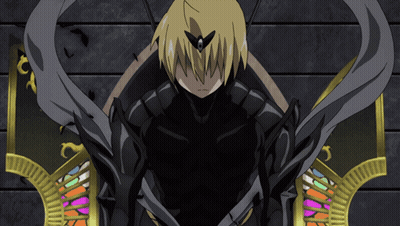 Cartoon Character Sitting On Throne With Stained Glass Window GIF