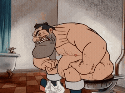 Cartoon Character Sitting On Toilet GIF