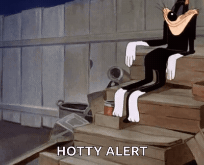 Cartoon Character Sitting On Wooden Steps GIF