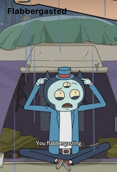 Cartoon Character Sitting Under Tent Saying Flabbergasted GIF