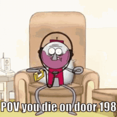 Cartoon Character Sitting With Headphones GIF