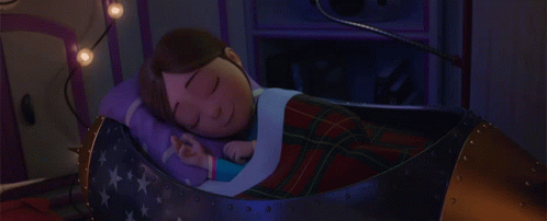 Cartoon Character Sleeping In Rocket Bed GIF
