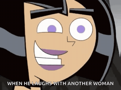 Cartoon Character Smiling And Laughing With Woman GIF