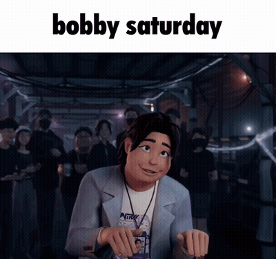 Cartoon Character Smiling Below Bobby Saturday GIF