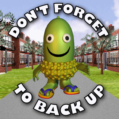 Cartoon Character Smiling Don't Forget To Back Up GIF