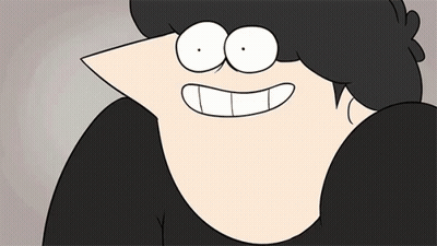 Cartoon Character Smiling In Black Shirt GIF