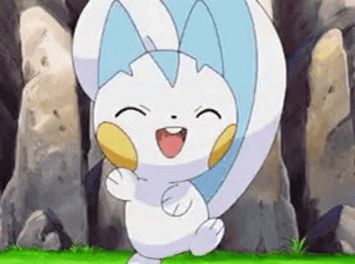 Cartoon Character Smiling In Grass With Rock GIF