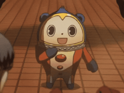 Cartoon Character Smiling On Wooden Floor GIF