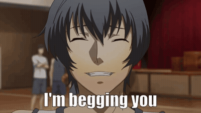 Cartoon Character Smiling Saying I'm Begging You GIF