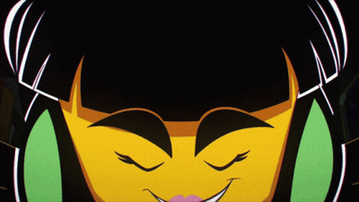 Cartoon Character Smiling With Headphones GIF