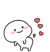 Cartoon Character Smiling With Hearts Sticker