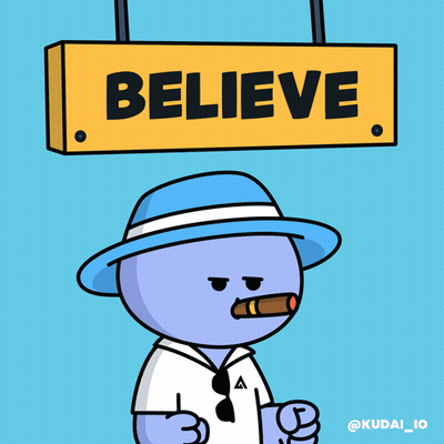 Cartoon Character Smoking Cigar Under Believe Sign GIF