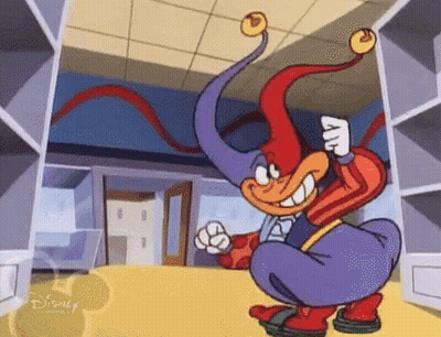 Cartoon Character Squatting In Room GIF