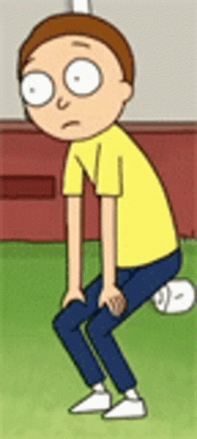 Cartoon Character Squatting On Grass GIF