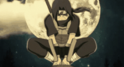 Cartoon Character Squatting With Full Moon GIF